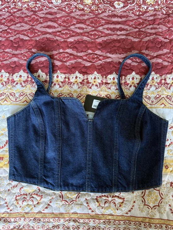 Nasty Gal Tops - Nasty Gal Dark Blue Denim Cropped Bustier